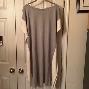 St. John Grey and Cream sweater dress size 4 but fits a size 6 too